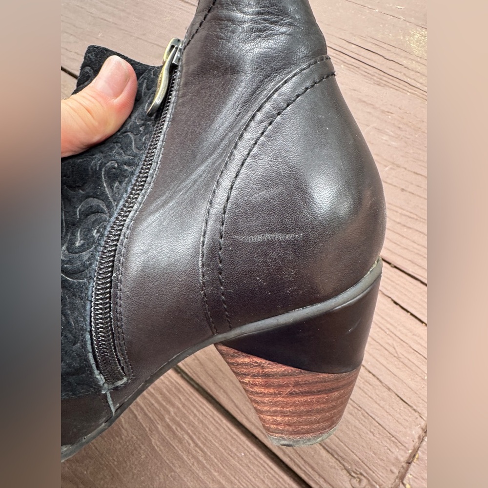 Spring Step L’Artiste Black Ankle Boots leather and embossed suede - Picture 4 of 11